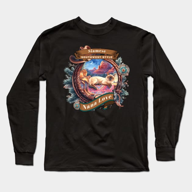 Sedona Cat Southwest Style Nana Love 5AZ Long Sleeve T-Shirt by catsloveart